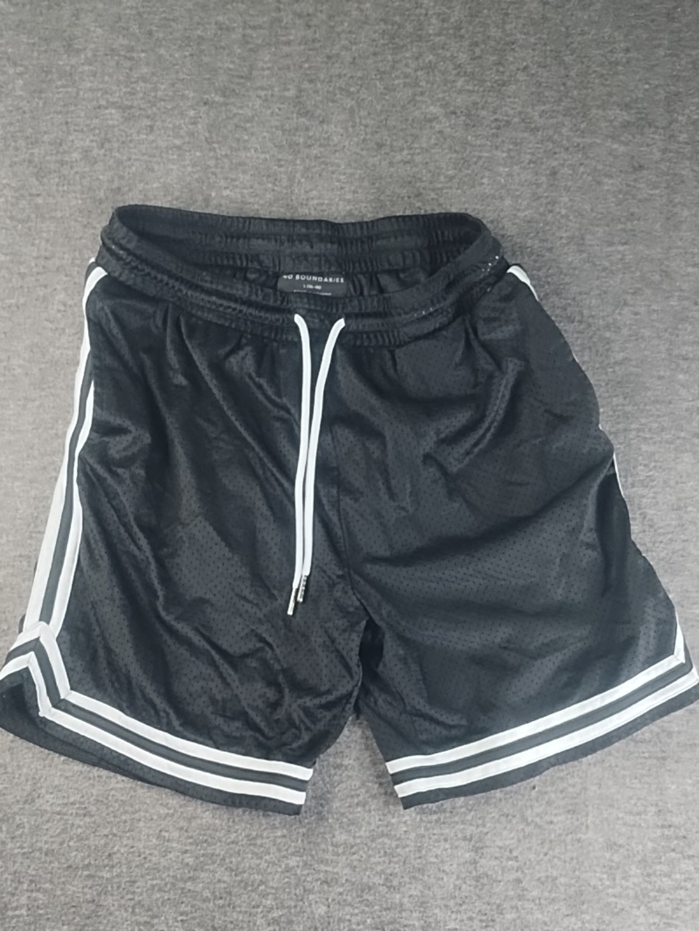 No Boundaries Men’s Black Athletic Shorts with White Trim